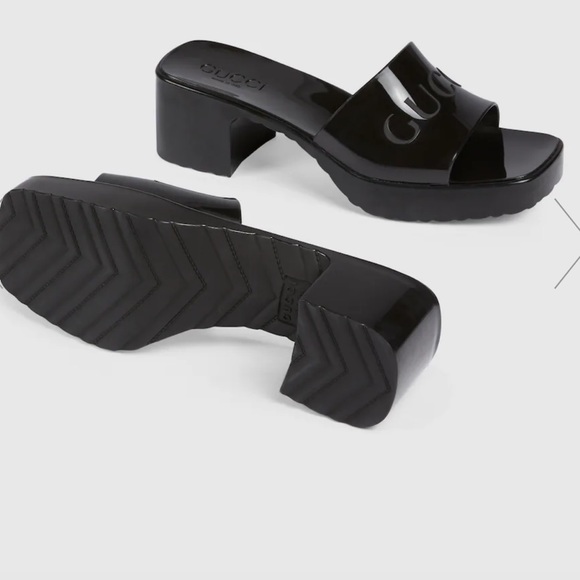 Gucci 41 rubber mid heels in the color black. - Picture 1 of 2